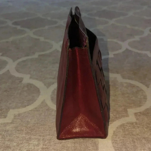 GoldPfeil Burgundy Leather Clutch Zipper Closure Vintages W. Germany - Picture 9 of 12